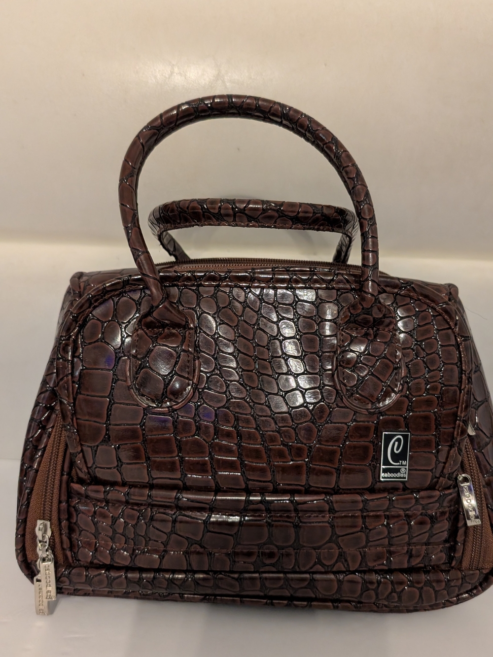 Caboodles Croc-Embossed Brown Cosmetic Case